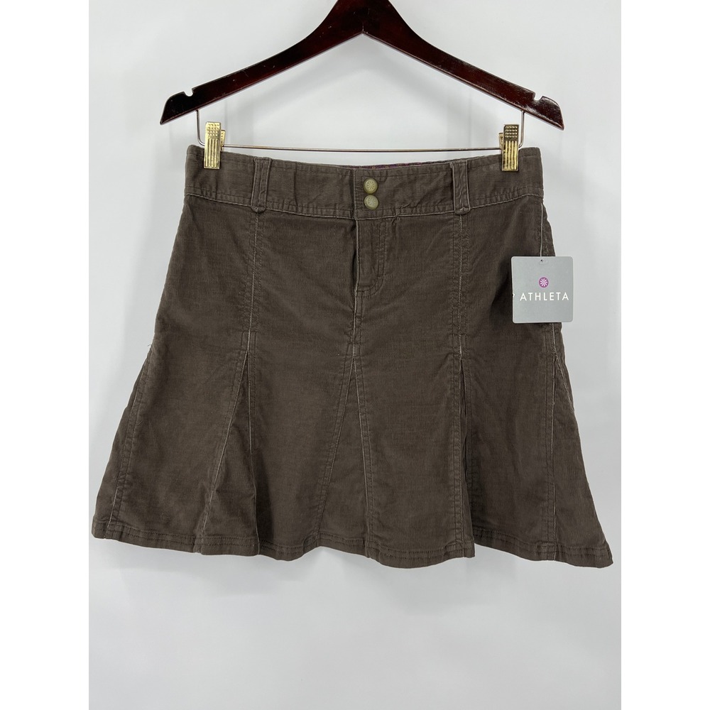 Athleta Brown Corduroy Mini Skirt Womens 4P Petite Cotton Blend 708526